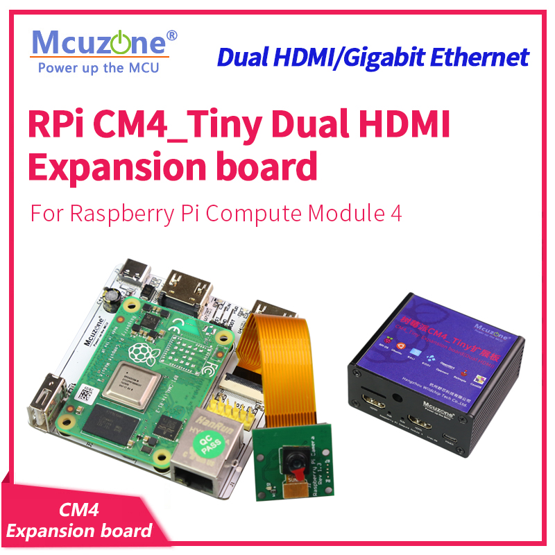 Raspberry Pi Compute Module 4 Dual Camera Board - RPi CM4_Tiny บอร์ดขยาย, Dual HDMI, Giga